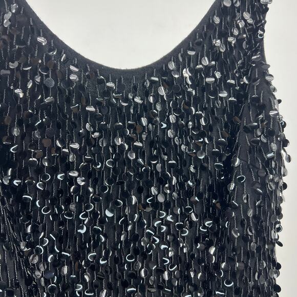 Miss Sun Valley Import VTG 1960s Wool Hong Kong Black Beads Singlet Blouse Large - Picture 5 of 7